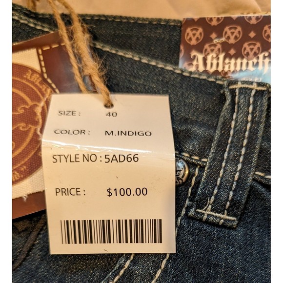 Vintage Y2K Ablanche Embroidered Wings Blue Jeans 40x34 (38x33) Deadstock NWT - Picture 5 of 11